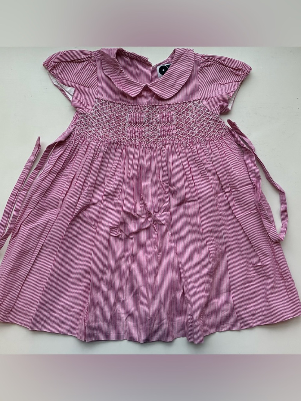 Pink Smocked Peter Pan Collar Girls' Formal Dress